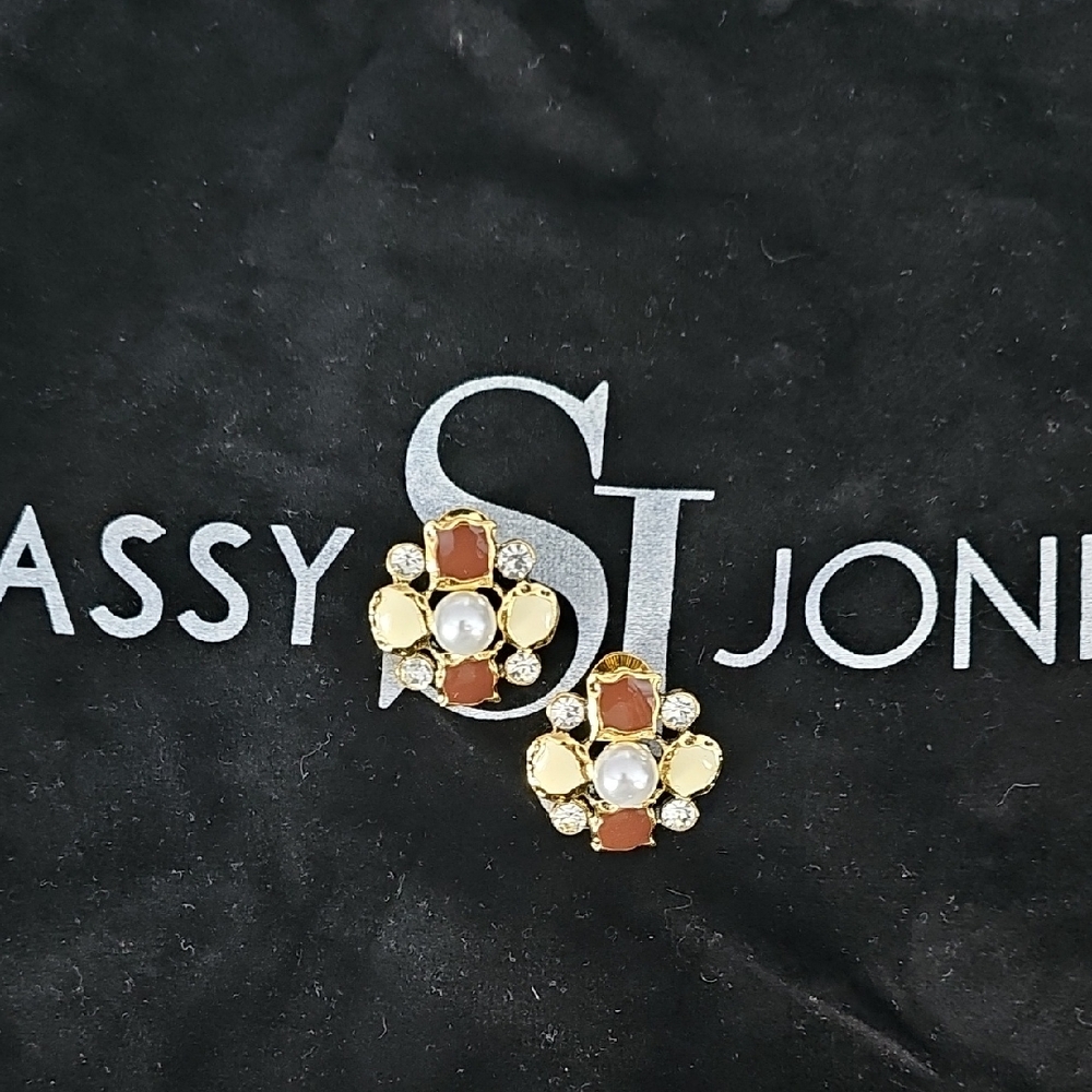 Sassy Jones Gold and Brown Gemstone Earrings